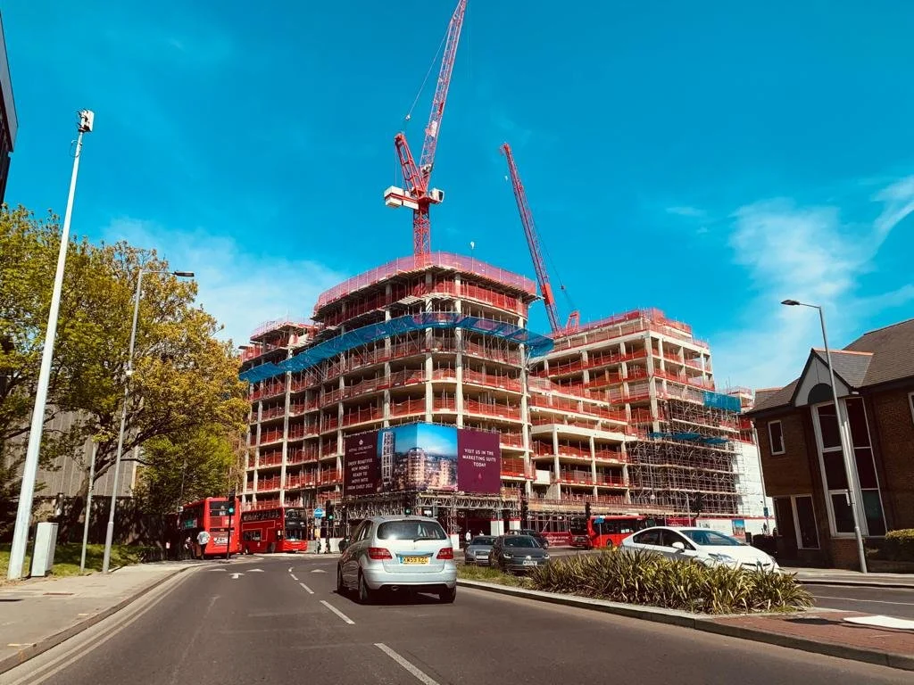 Cranes and scaffolding over the Royal Exchange site